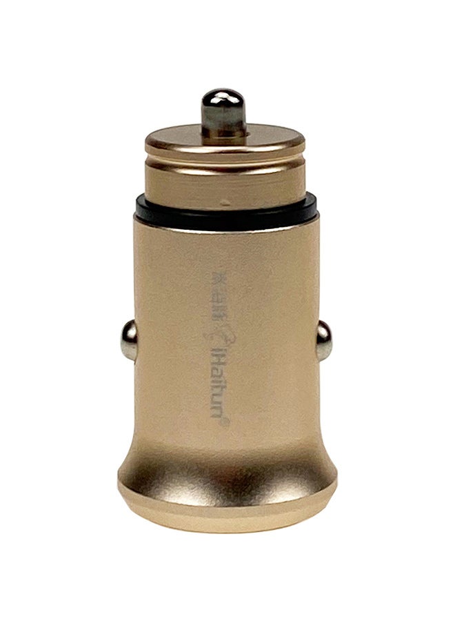 Dual USB Car Charger Gold - Image 1