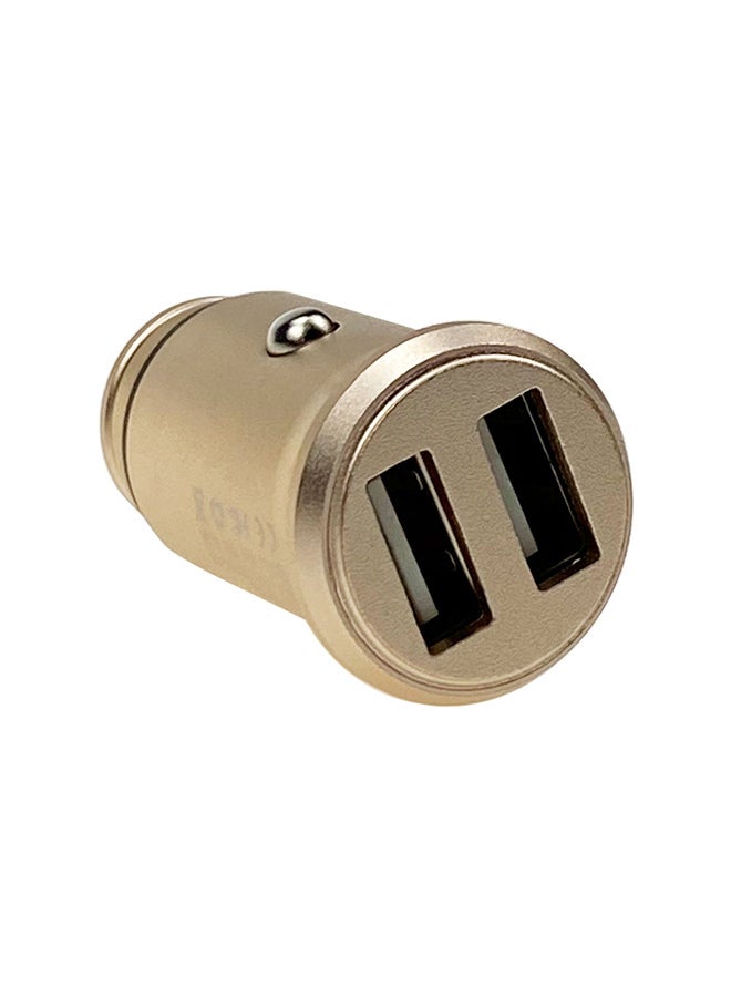 Dual USB Car Charger Gold - Image 2