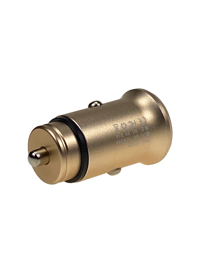 Dual USB Car Charger Gold - Image 3