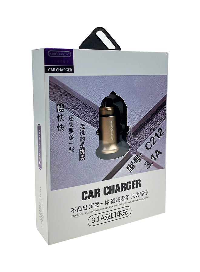 Dual USB Car Charger Gold - Image 4
