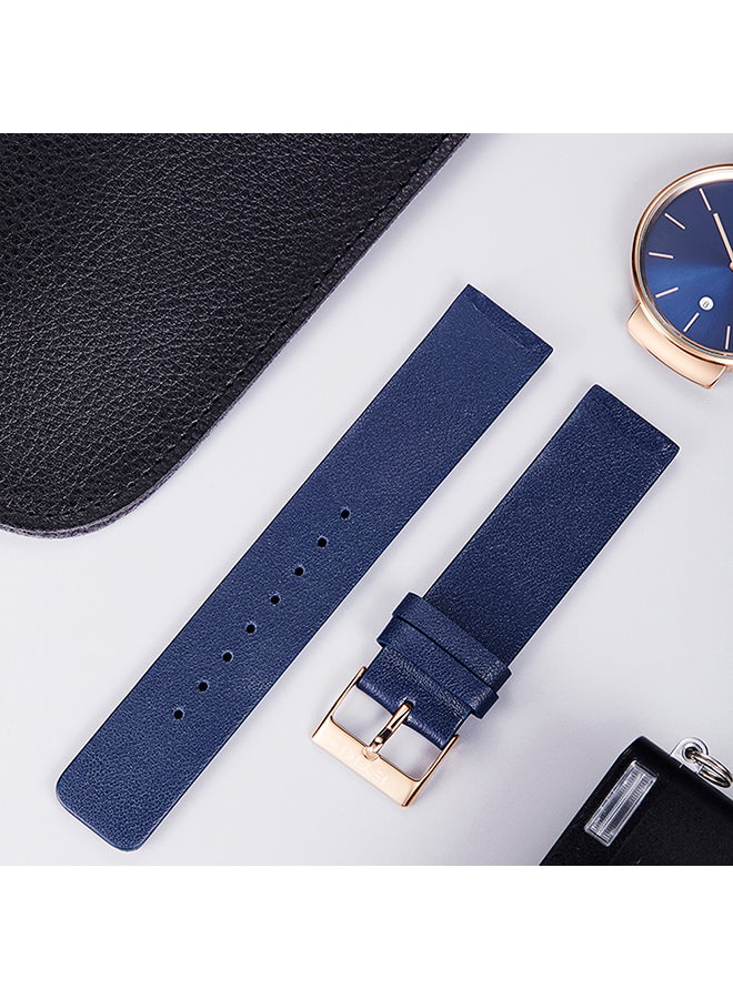 إيكي ساعة يد بعقارب وسوار من الجلد طراز E1141L - 40 مم - أزرق للرجال - Image 4