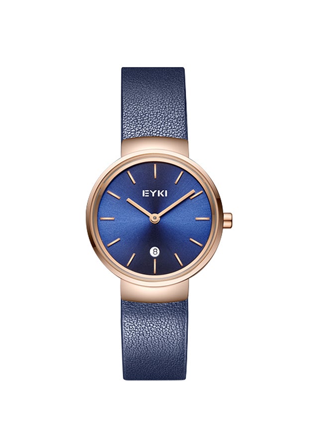 إيكي ساعة يد بعقارب وسوار من الجلد طراز E1141S - مقاس 29 مم - لون أزرق للنساء - Image 1