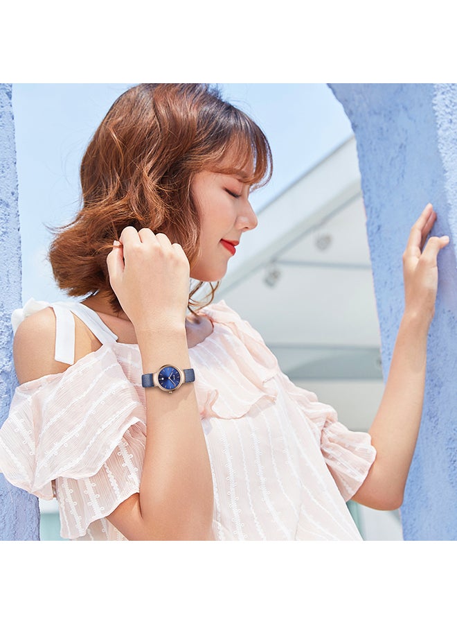 إيكي ساعة يد بعقارب وسوار من الجلد طراز E1141S - مقاس 29 مم - لون أزرق للنساء - Image 2