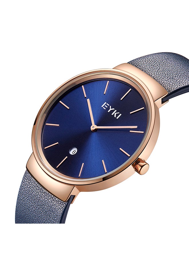 إيكي ساعة يد بعقارب وسوار من الجلد طراز E1141S - مقاس 29 مم - لون أزرق للنساء - Image 4
