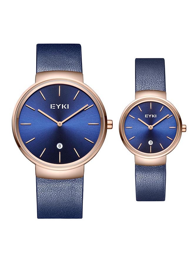 إيكي ساعة يد بعقارب وسوار من الجلد طراز E1141S - مقاس 29 مم - لون أزرق للنساء - Image 5