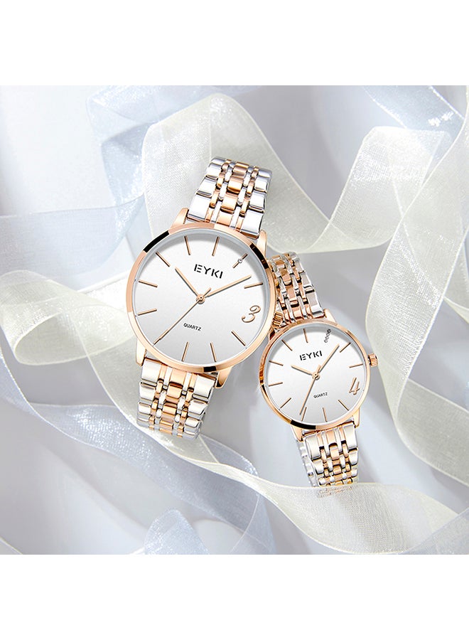 Eyki - Women's Stainless Steel Analog Wrist Watch E2099M - 30 mm - Gold/Silver - Image 1