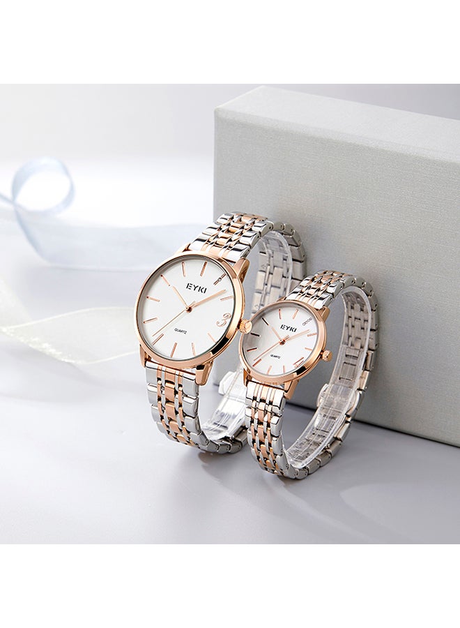 Eyki - Women's Stainless Steel Analog Wrist Watch E2099M - 30 mm - Gold/Silver - Image 1