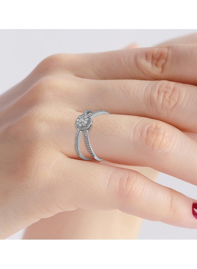 STARGEMS - 18 Karat White Gold Intertwined Diamond Studded Ring - Image 1