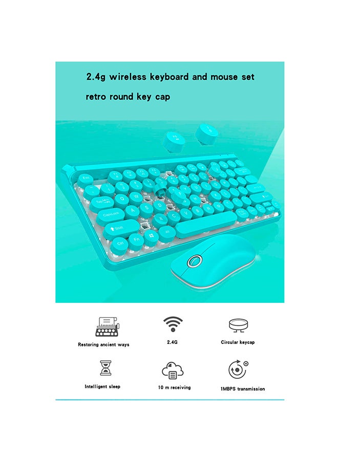 طقم مكون من لوحة مفاتيح وماوس لاسلكي يعمل بالبلوتوث أزرق