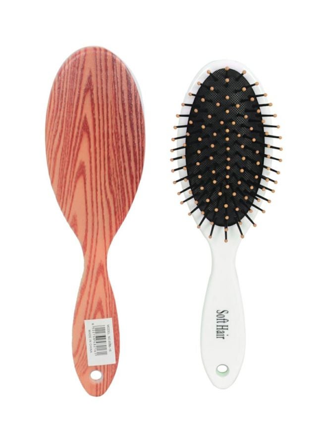 Soft Hair Wooden Design Hair Brush White/Black/Brown 22x6x3.5cm 