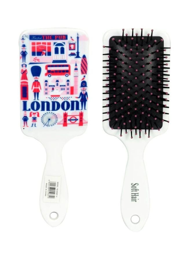 Soft Hair London Printed Hair Brush White/Blue/Red 22x7x3.6cm 