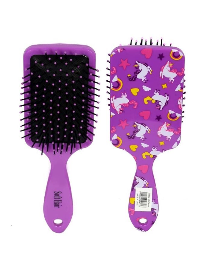 Soft Hair Unicorn Printed Hair Brush Purple/Black/White 22x7x3.5cm 