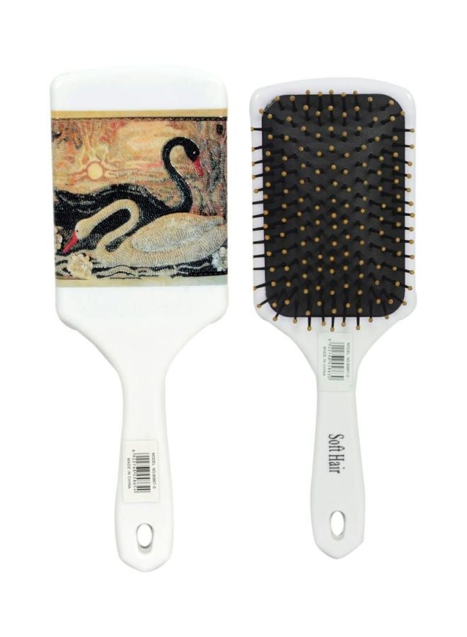 Soft Hair Swan Printed Brush White/Black/Beige 24.5x8.5x3.5cm 