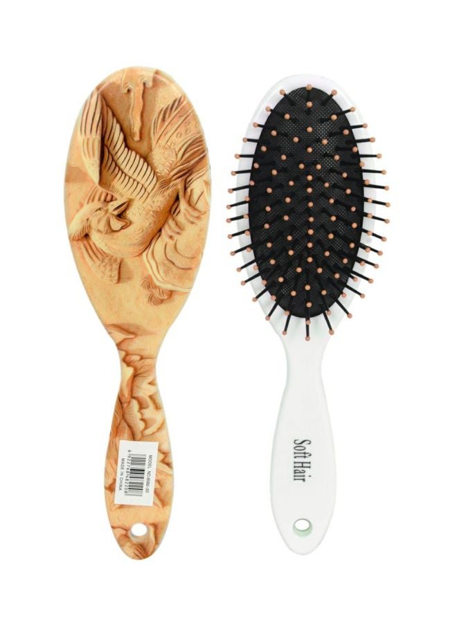Soft Hair Bird Printed Detangling Hair Brush Brown/Black 22x6x3cm  - Image 2