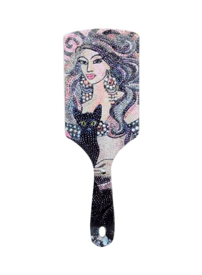 Soft Hair Girl Printed Detangling Hair Brush White/Black/Grey 24.5x8.5x3.5cm  - Image 1