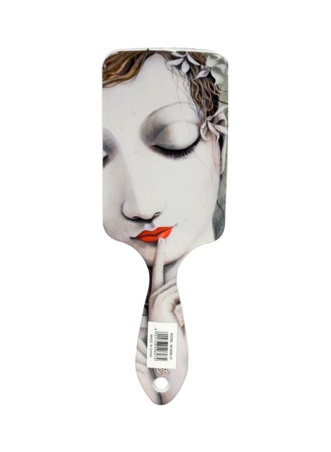 Soft Hair Girl Printed Detangling Hair Brush White/Black/Brown 22x7x3.5cm  - Image 1