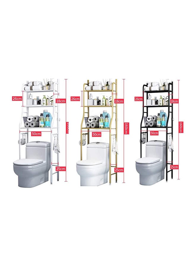 3-Tier Toilet Storage Rack White 155x65x25cm  - Image 3