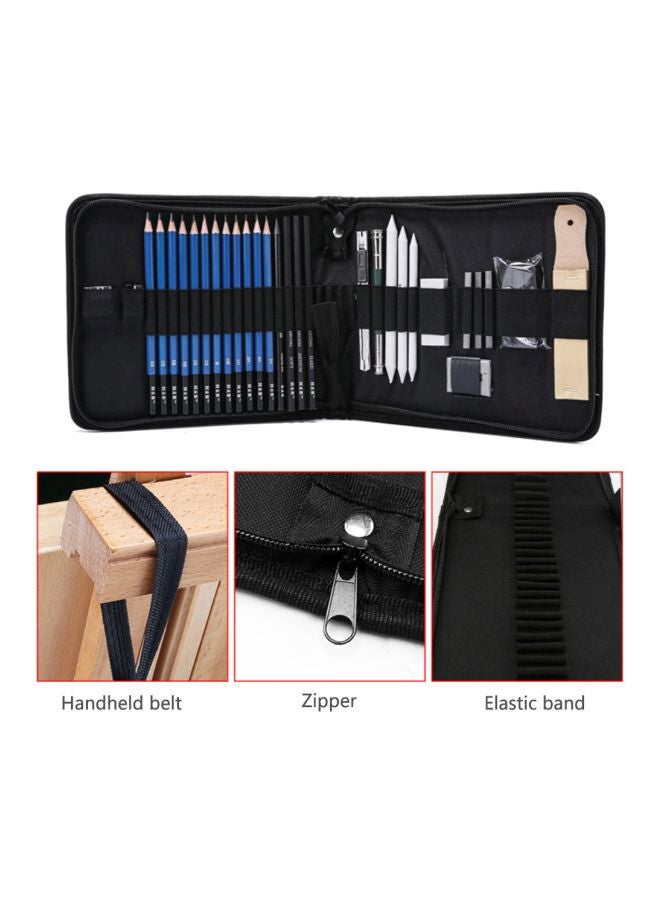 H&B - Pack Of 32 Professional Pencil Drawing Kit Blue/White/Black - Image 1