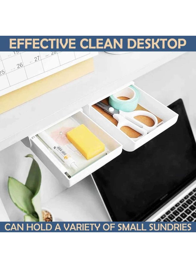 UK PLUS - Pack Of 2 Expandable Desk Drawer Organizer White - Image 1