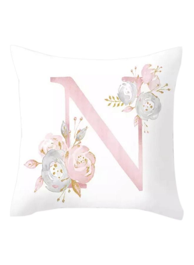 Deals for Less Initial N Printed Cushion Cover White/Pink/Blue 45x45cm 