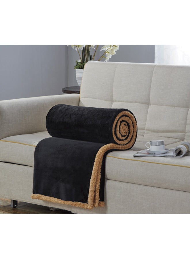 Moon Double Face Super Soft Flannel Blanket Polyester Black/Brown 200x220cm  - Image 1