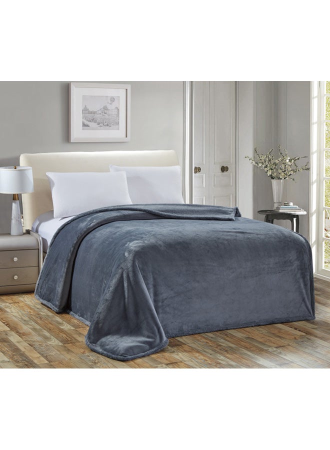 Moon Double Face Super Soft Flannel Blanket Polyester Grey 200x150cm  - Image 2