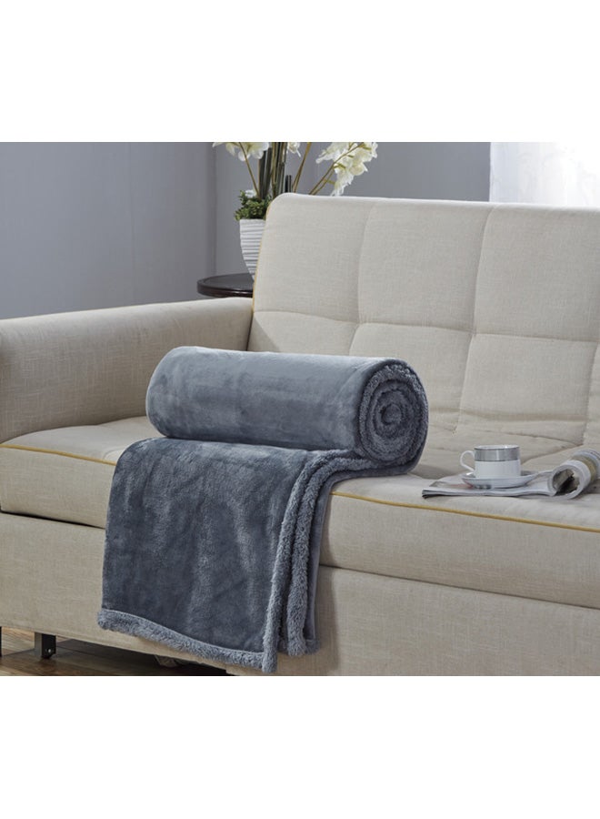 Moon Double Face Super Soft Flannel Blanket Polyester Grey 200x150cm  - Image 1