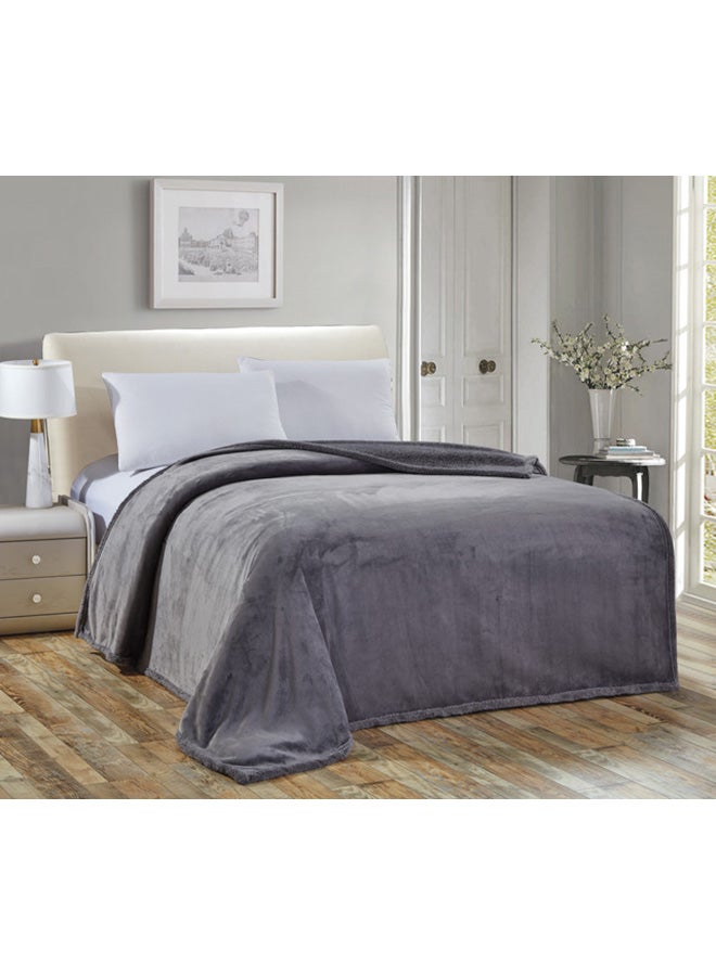 Moon Double Face Super Soft Flannel Blanket Polyester Silver/Grey  - Image 2