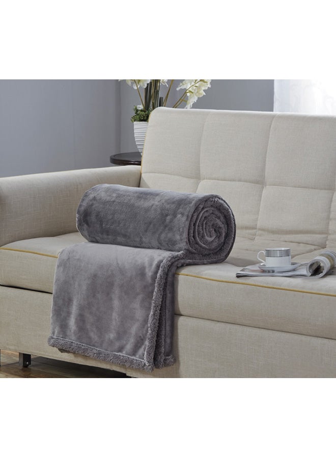 Moon Double Face Super Soft Flannel Blanket Polyester Silver/Grey  - Image 1