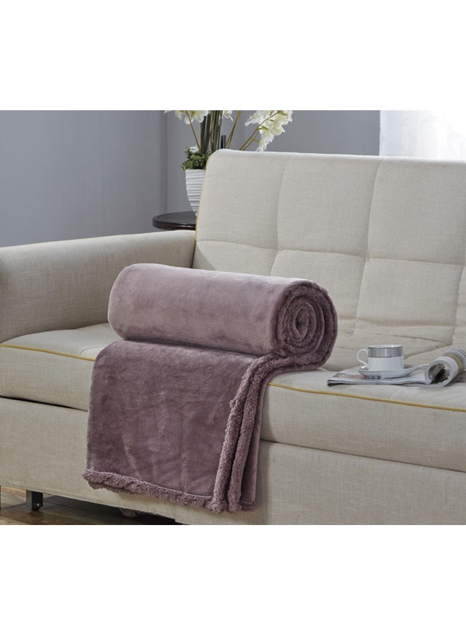 Moon Double Face Super Soft Flannel Blanket Polyester Brown  - Image 1
