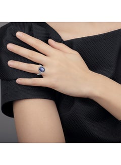 STARGEMS 18K White Gold Oval Shaped Diamond And Sapphire Studded Ring  - Image 3