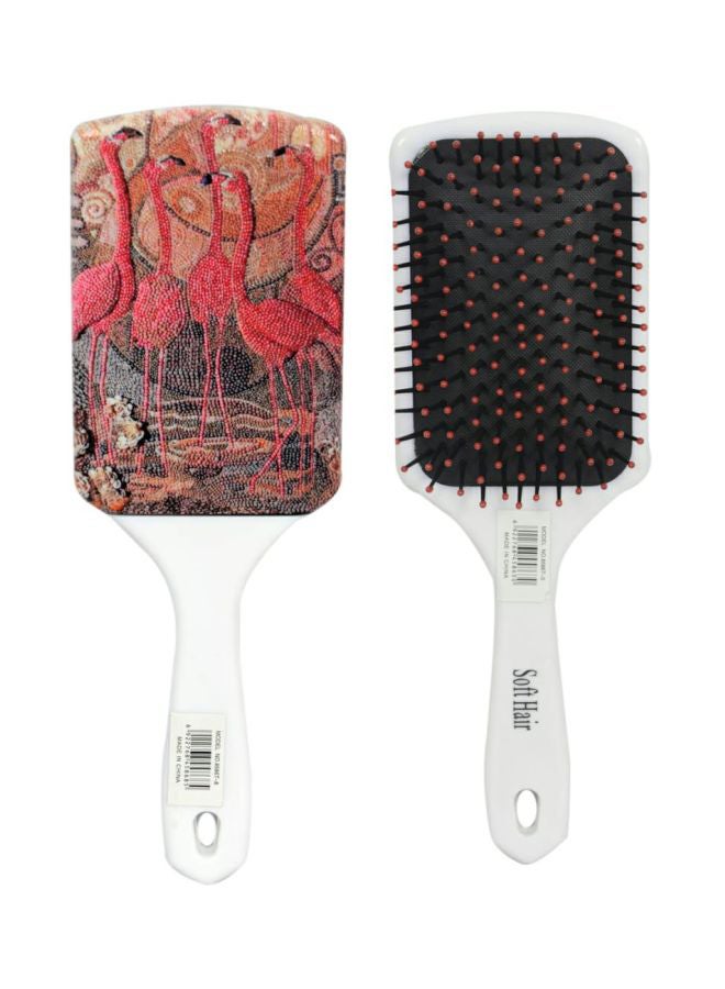 Soft Hair Flamingo Printed Hair Brush Red/White/Black 24.5x8.5x3.5cm  - Image 2