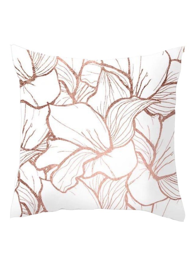 ديلز فور لس غطاء وسادة مزين بطبعة زهور أبيض/بني 45x45سم 