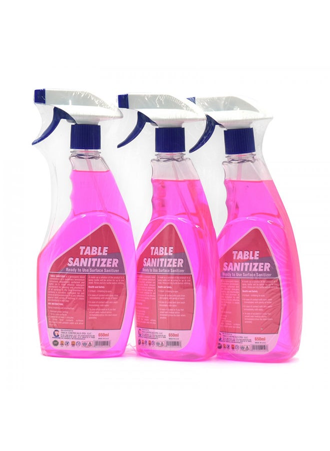 Generic - Table Sanitizer Pink 3 x 650ml - Image 1