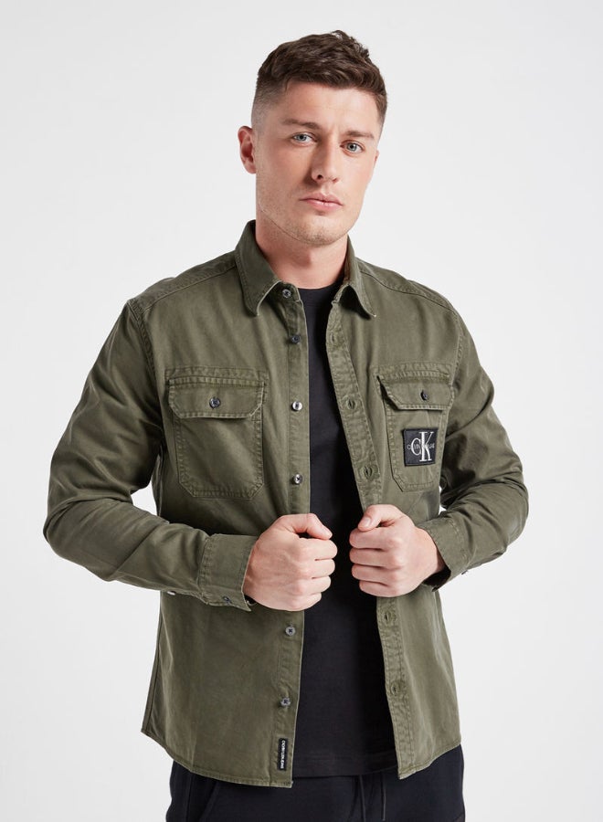 Calvin Klein Jeans - Twill Utility Long Sleeve Overshirt Olive - Image 1