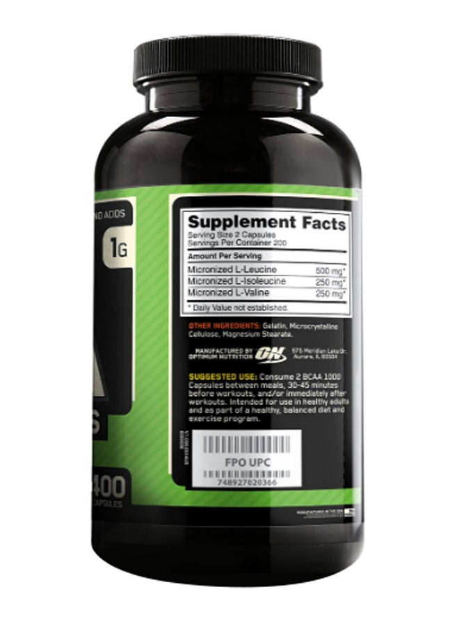 Optimum Nutrition - BCAA Dietary Supplement - 400 Capsules - Image 1