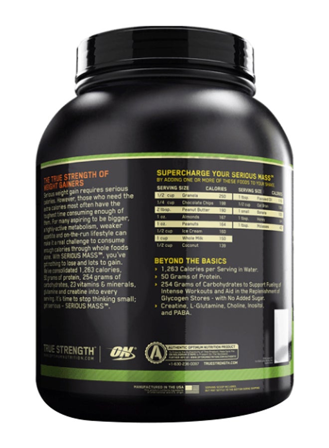 Optimum Nutrition Serious Mass High Protein Weight Gain Powder - Chocolate Flavour - 2.72 Kilogram  - Image 2