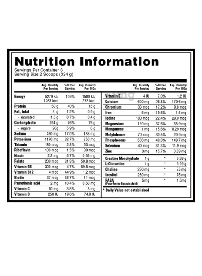 Optimum Nutrition Serious Mass High Protein Weight Gain Powder - Chocolate Flavour - 2.72 Kilogram  - Image 3
