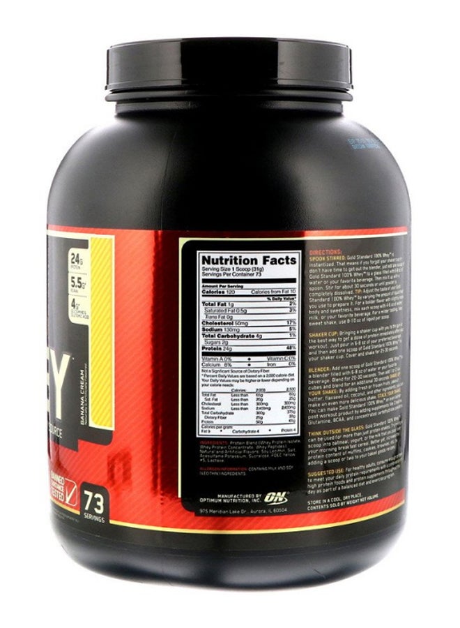 أوبتيموم نيوتريشن بروتين مصل اللبن جولد ستاندرد 100 بالمئة - بنكهة كريمة الموز - 2.27 كجم - Image 2