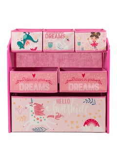 Unicorn Design Toy Organizer With Storage Bin Pink Width 63cm X Depth 30cm X Height 60cmcentimeter