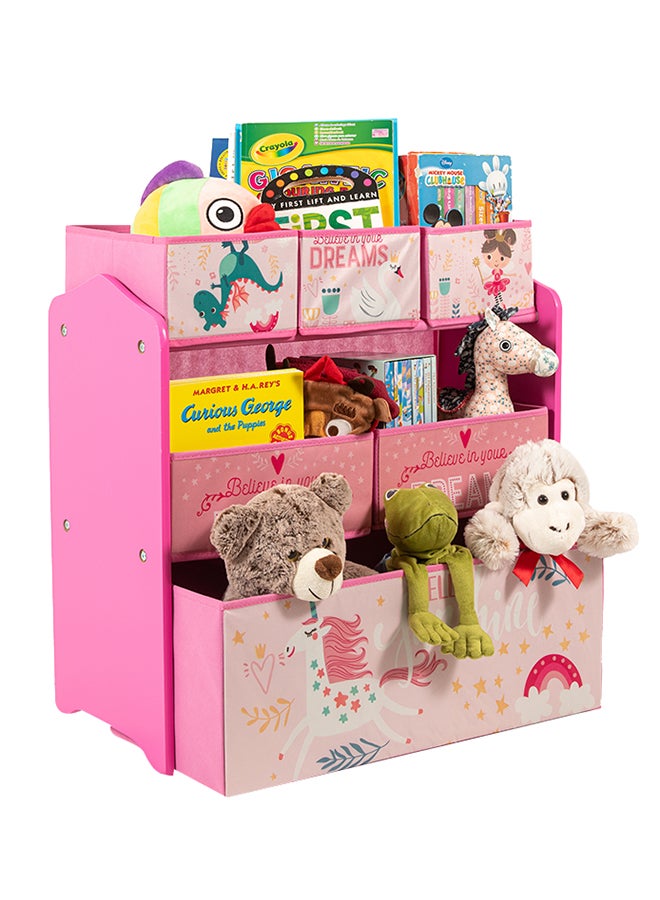 Home Canvas - Unicorn Design Toy Organizer With Storage Bin Pink Width 63cm X Depth 30cm X Height 60cmcentimeter - Image 1
