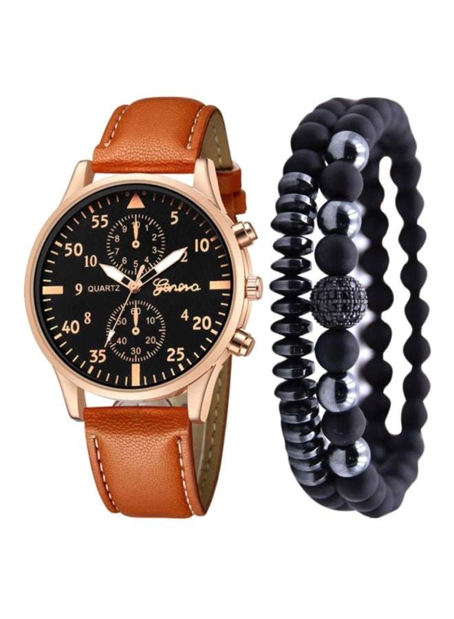 جنيفا طقم ساعات بعقارب وسوار من 3 قطع طراز NNSB03702732 men - Image 1