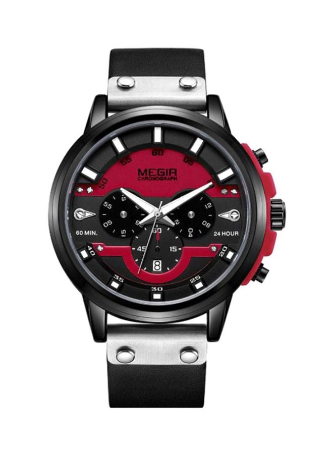 ميجر ساعة يد كرونوغراف مقاومة للماء طراز 2080 - 47 ملم - لون أسود للرجال - Image 1