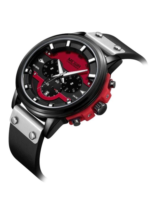 ميجر ساعة يد كرونوغراف مقاومة للماء طراز 2080 - 47 ملم - لون أسود للرجال - Image 3
