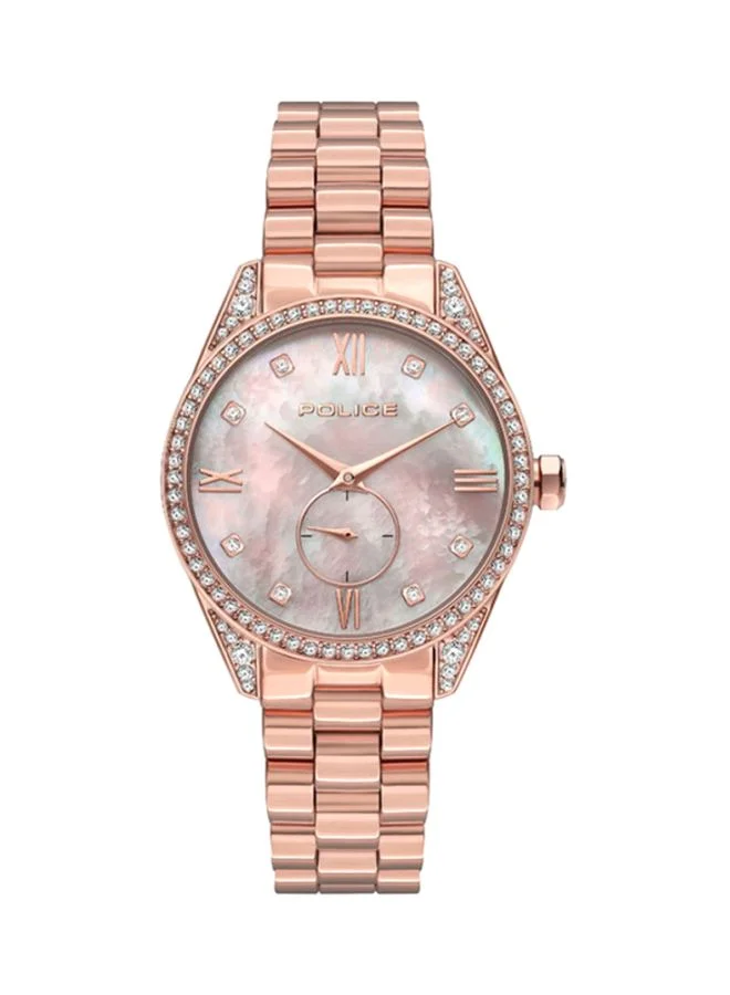 بوليس Police Uloya Analogue Rose Gold Case, Rose Gold Dial And Rose Gold Watch For Women - PL 15691BSR-55M