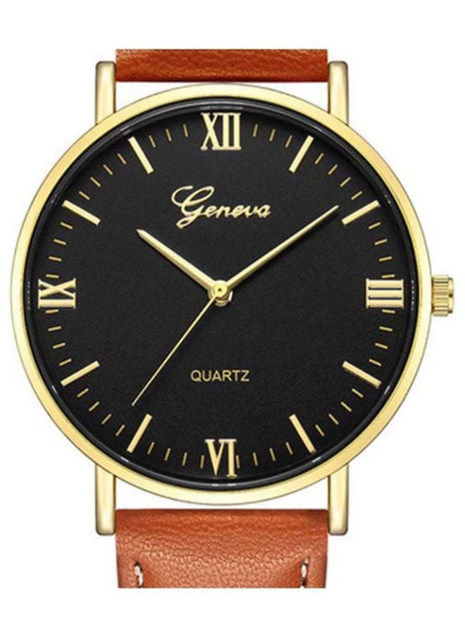 Geneva men Leather Analog Watch NNSB03701439 - 40 mm - Brown - Image 2