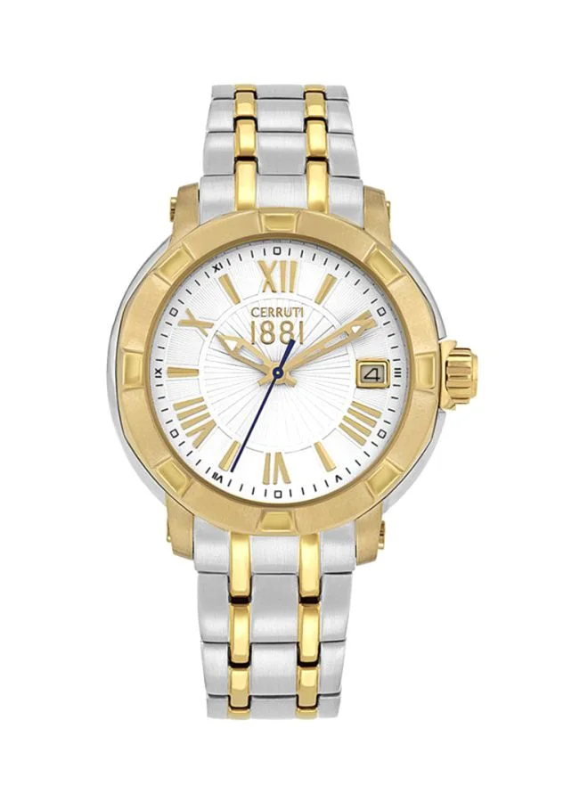 CERRUTI 1881 Giulianova Round Shape Stainless Steel Analog Wrist Watch - 2-Tone - C CRWM25605