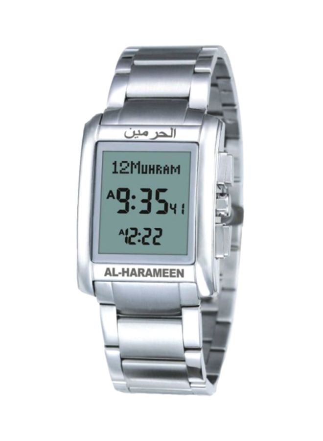 الحرمين ساعة يد كوارتز رقمية بسوار من الستانلس ستيل طراز HA-6208s للرجال