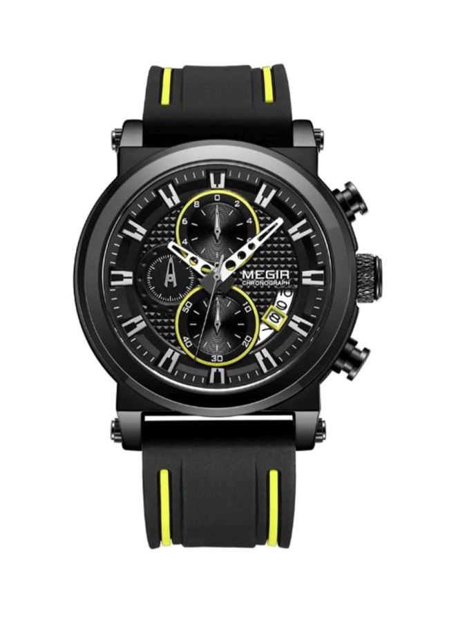MEGIR men Silicone Chronograph Wrist Watch - 47 mm - Black - Image 1
