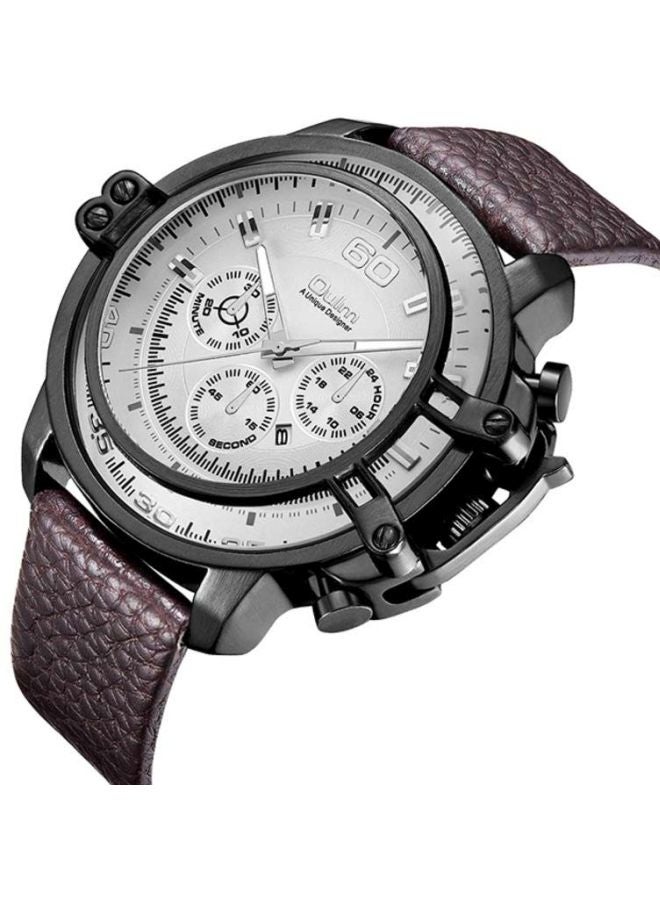 Oulm Men's Leather Chronograph Watch HP3945  - Image 2